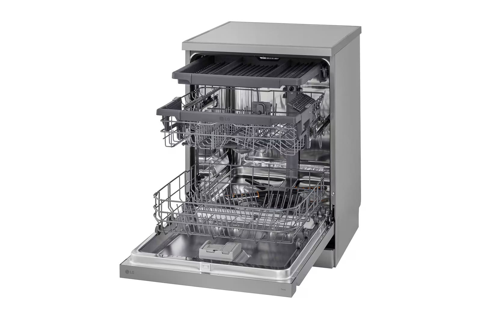 LG Bulaşık Makinesi QuadWash™ Teknolojisi Ayarlanabilir 3 Raflı Parlak Gri Renk